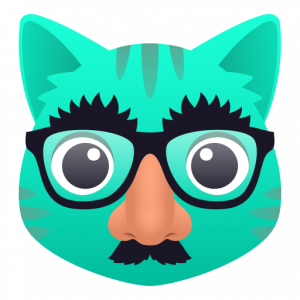 Cat face with funny nose and glasses 