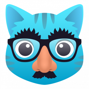 Cat face with funny nose and glasses 