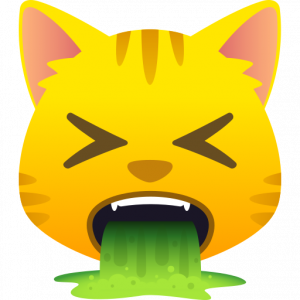 Cat face with green vomit 