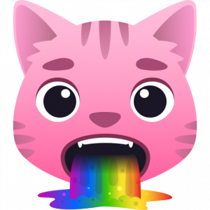 Cat face with rainbow vomit 