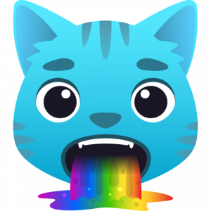 Cat face with rainbow vomit 