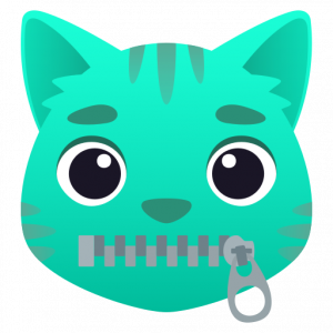 Cat face with zipper mouth 