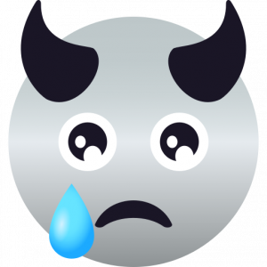 Crying face with horns 