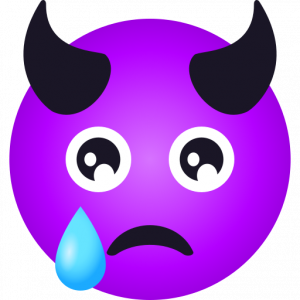 Crying face with horns 