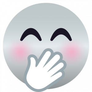 Face with hand over mouth 