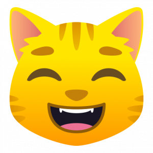 Grinning cat with smiling eyes 