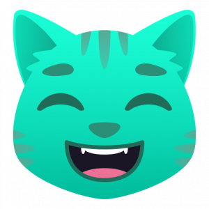 Grinning cat with smiling eyes 