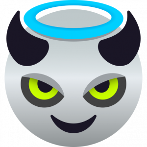 Smiling face with horns and halo 