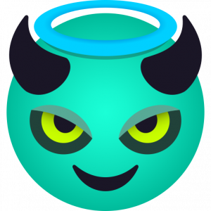 Smiling face with horns and halo 