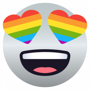 Smiling face with rainbow heart eyes