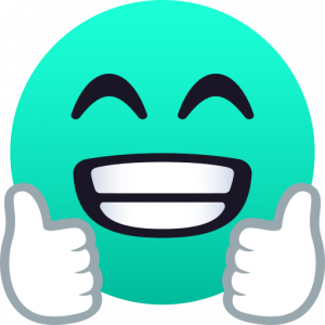 Smiling face with two thumbs up 