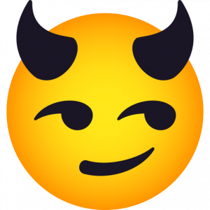 Smirking face with horns 