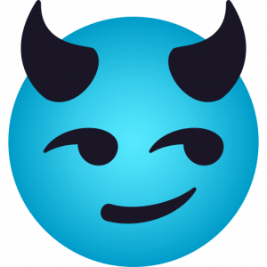 Smirking face with horns 