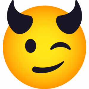 Winking face with horns 