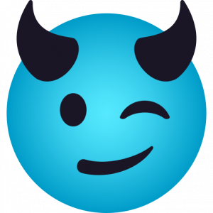 Winking face with horns 