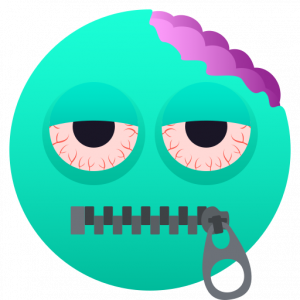 Zombie with zipper mouth 